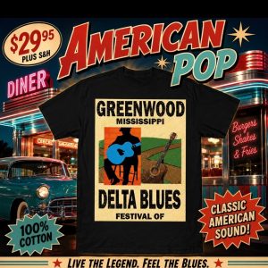 Greenwood Mississippi Delta Blues Music T-Shirt Black