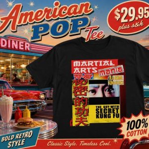 70s-80s Kung Fu Mania T-Shirt Black (Small To X-Large)