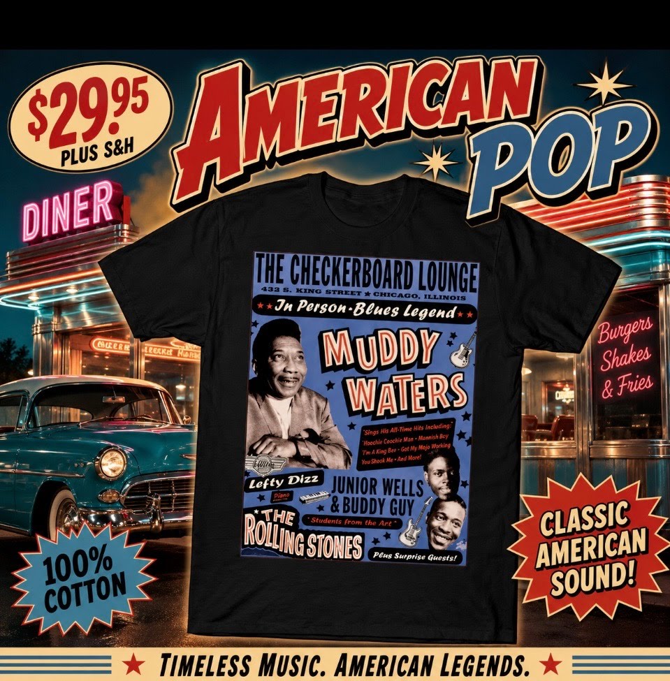 Ampop-Muddy-Waters-Concert.jpg Muddy Waters Concert T-Shirt Black (Small. Large. X-Large)