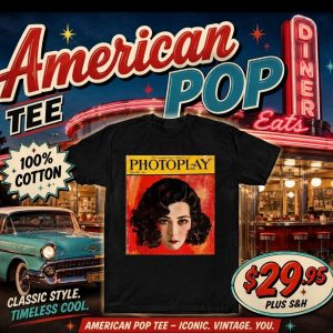 Vintage Photoplay Magazine Black Graphic T-Shirt