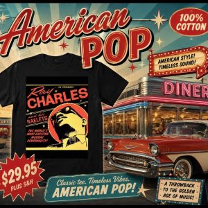 Vintage-Style Ray Charles Black Graphic Tee